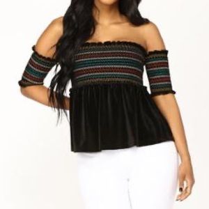 Fashion Nova Strapless Velvet Top